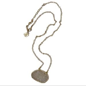 Max & Zoe White Druzy Crystal Gold Tone Necklace